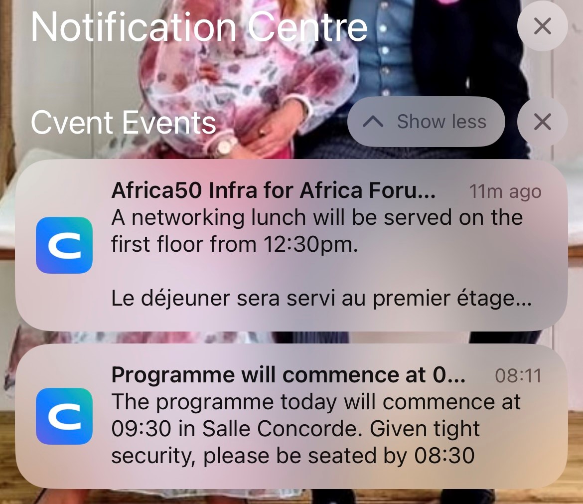Event app push notifications