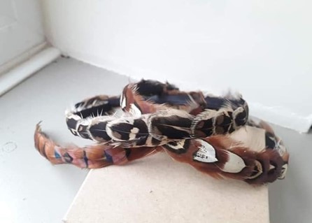 Handmade pheasant feather headband